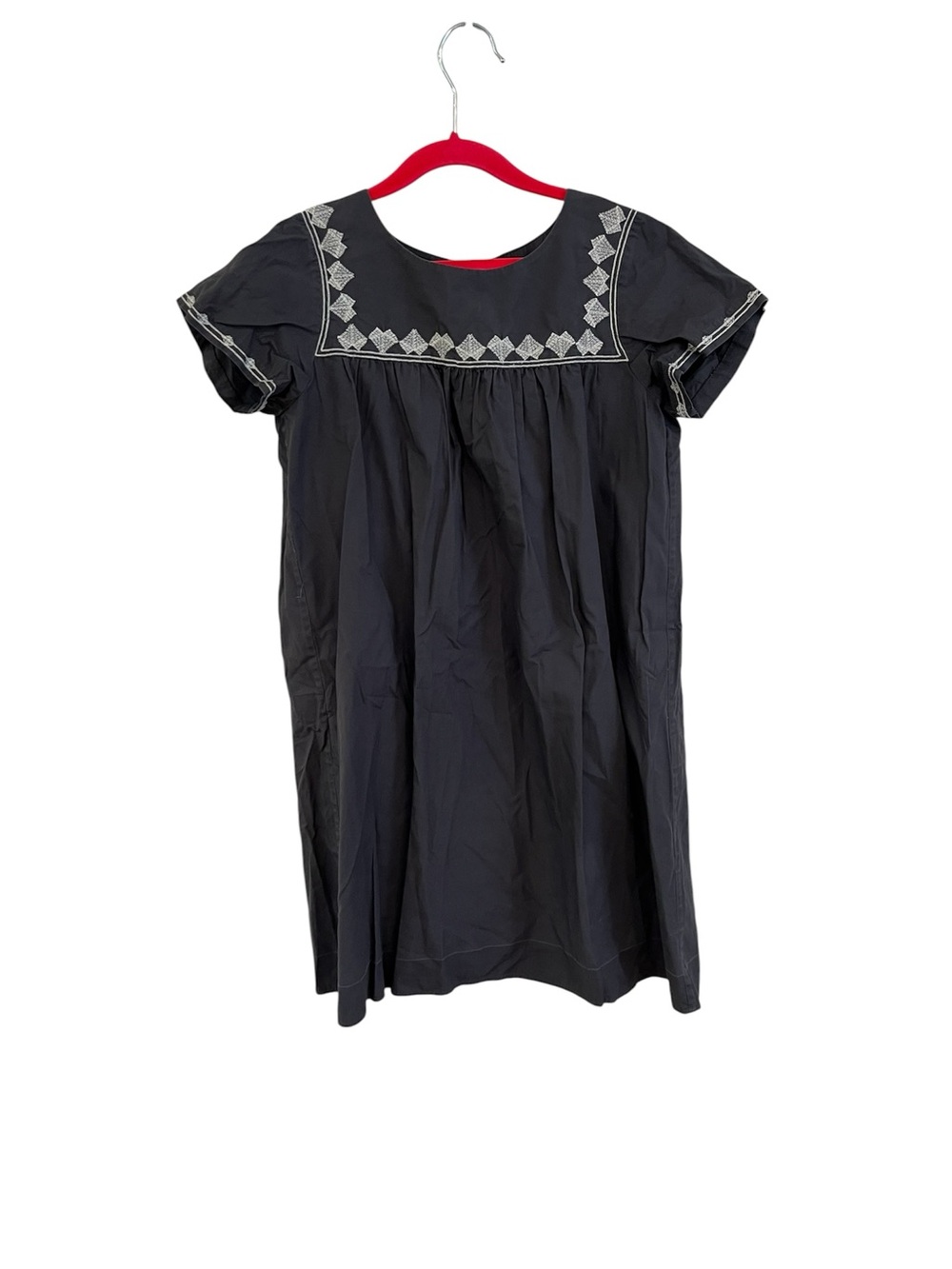 Bonpoint Black Dress with White Embroidered Yoke